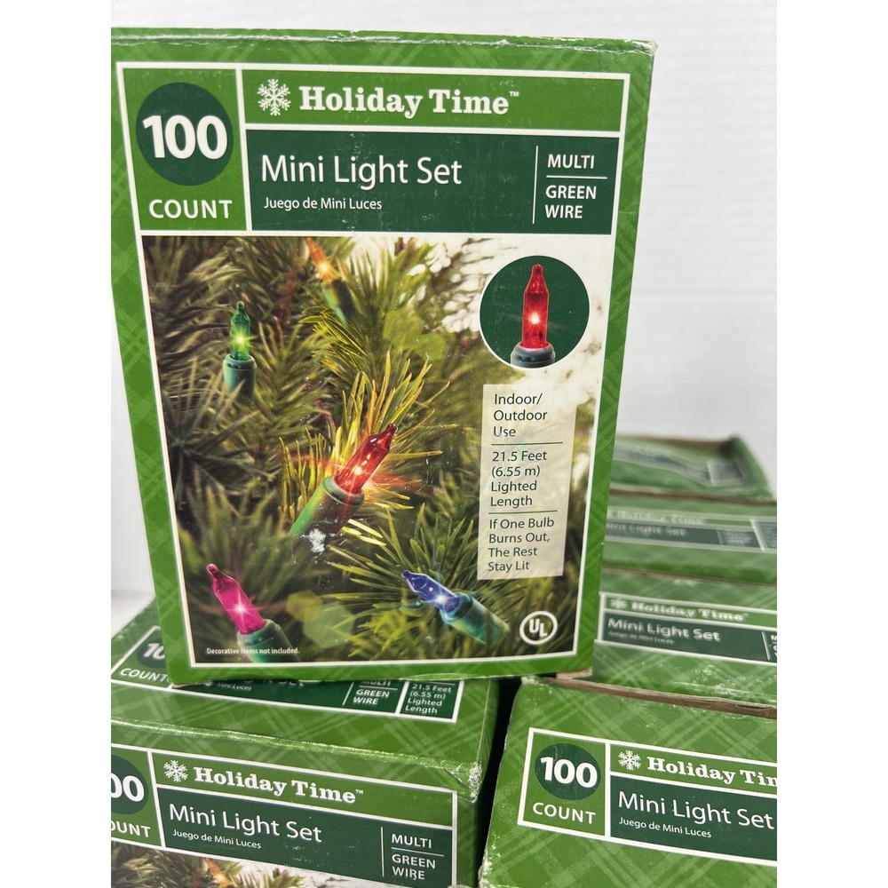 Holiday Time Mini Light Set Festive 100 Count Multicolor Green Wire 21.5ft-1 set